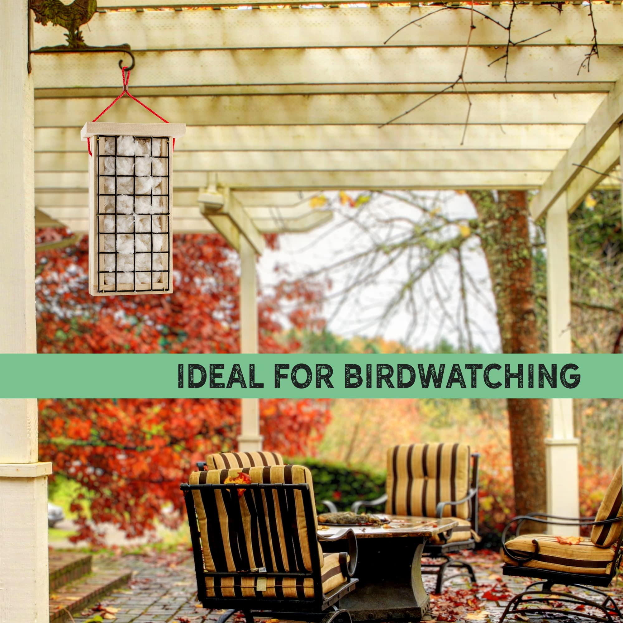 Uncle Dunkels wooden bird nest holder side view highlights natural pine charm