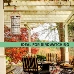 Uncle Dunkels wooden bird nest holder side view highlights natural pine charm