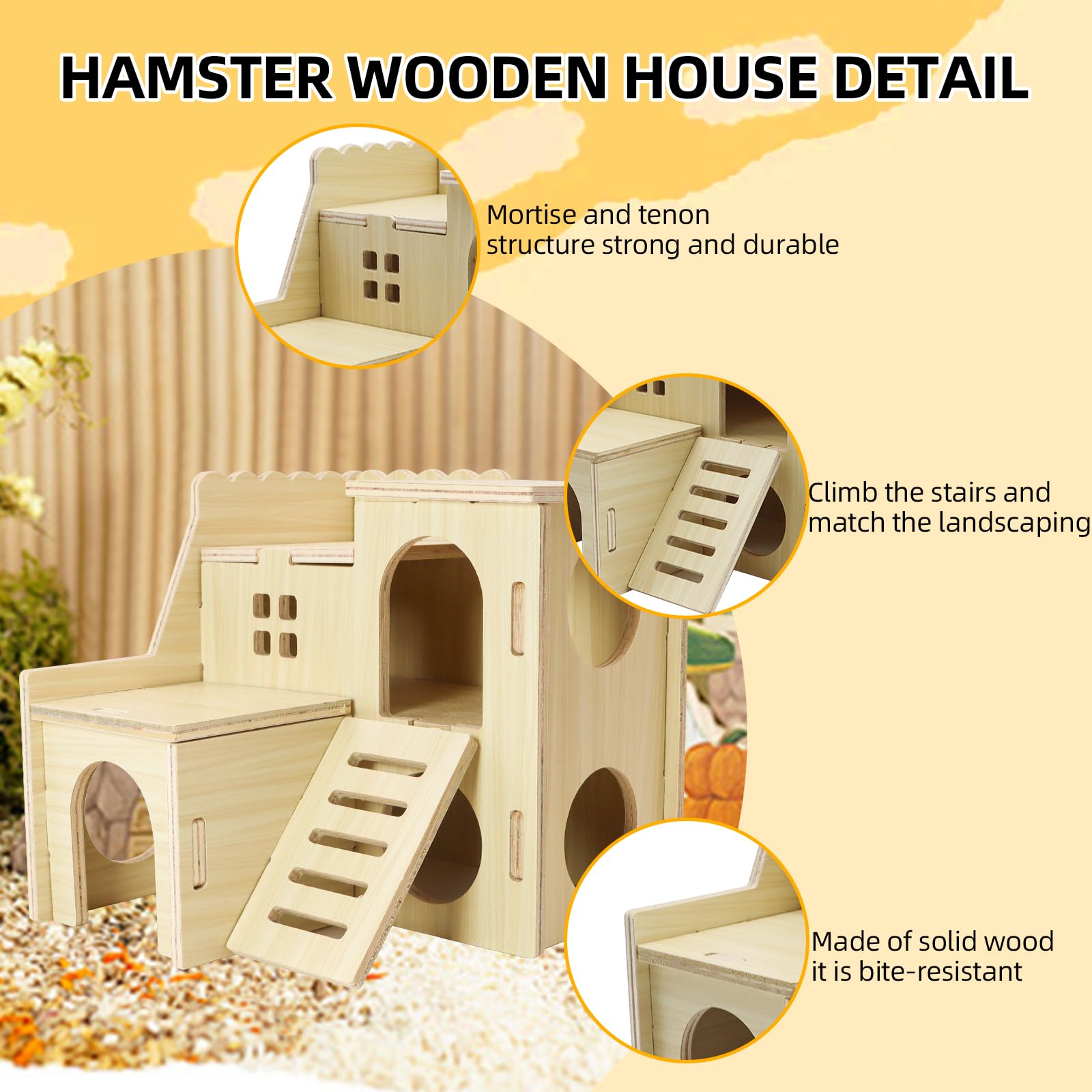 Uncle Yang Tiny Hamster Maze Wood House easy-clean surface for quick maintenance.