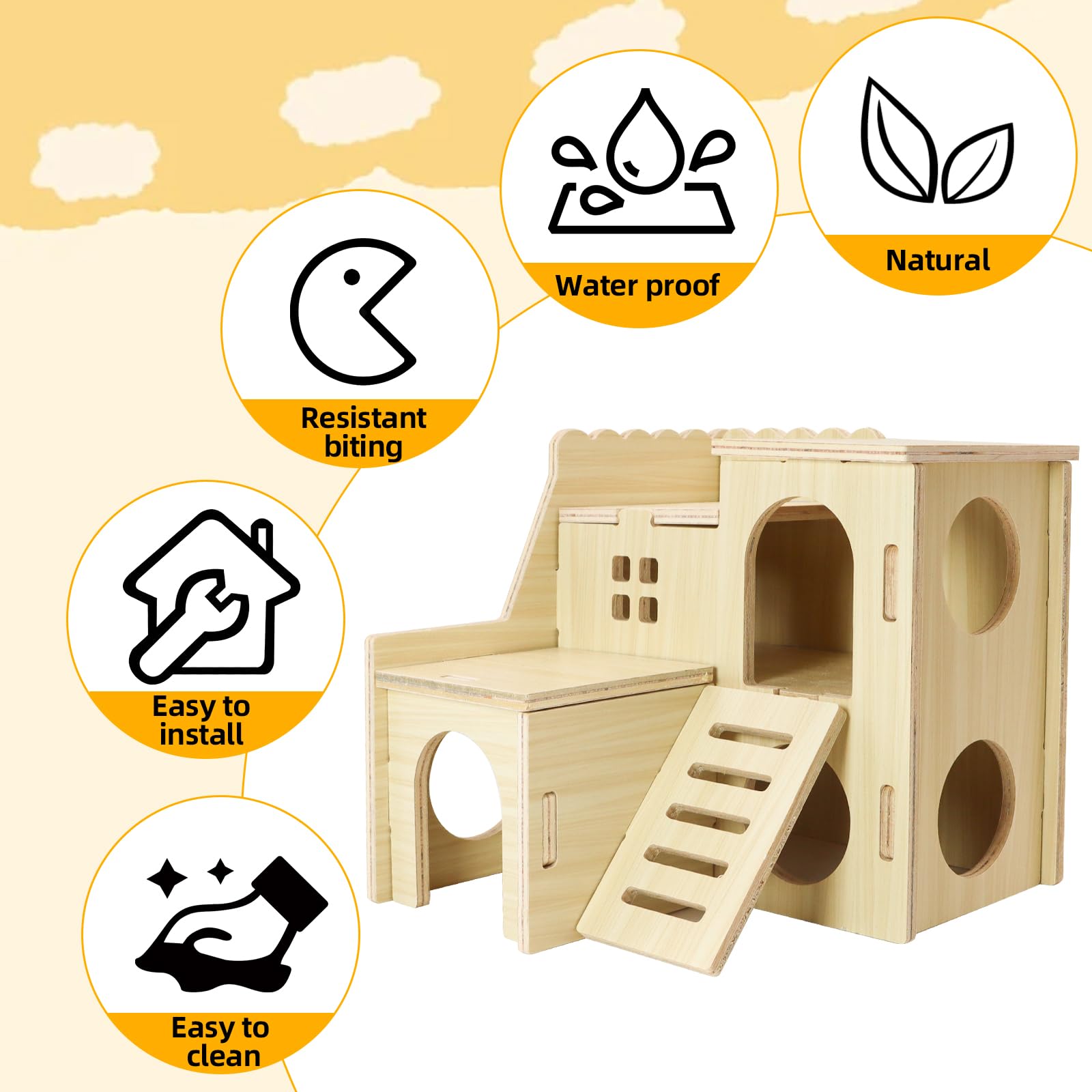 Uncle Yang Tiny Hamster Maze Wood House slide offers engaging hamster play.