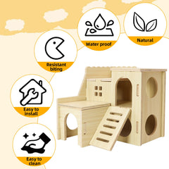 Uncle Yang Tiny Hamster Maze Wood House slide offers engaging hamster play.