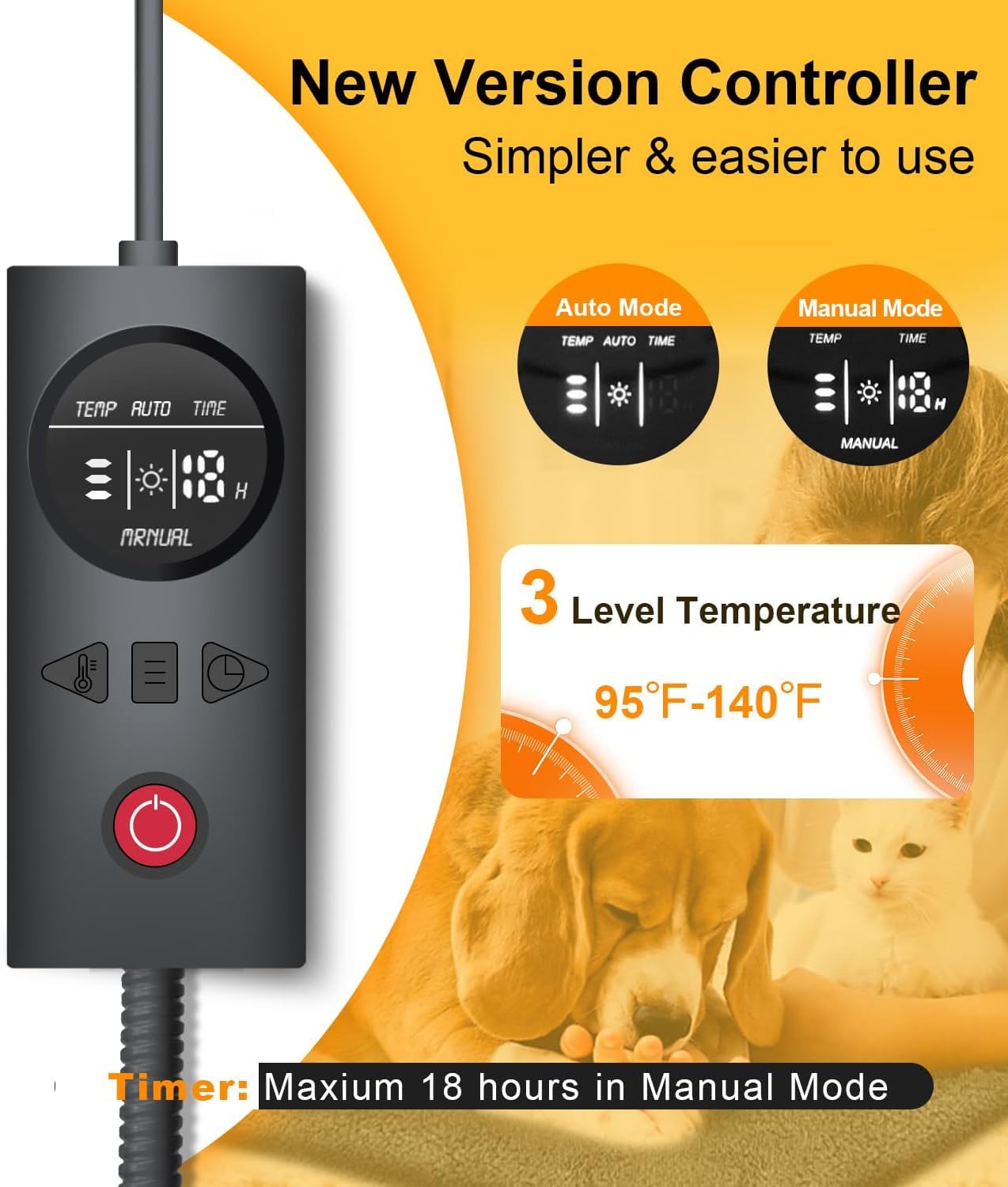 uncn dog-cat heating pad large features overheat protection for safety.