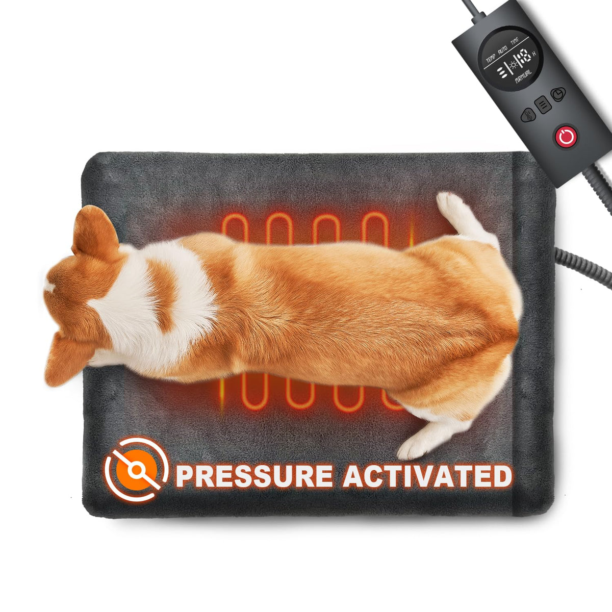 uncn dog cat heating pad with pressure sensor delivers responsive warmth when your pet sits.