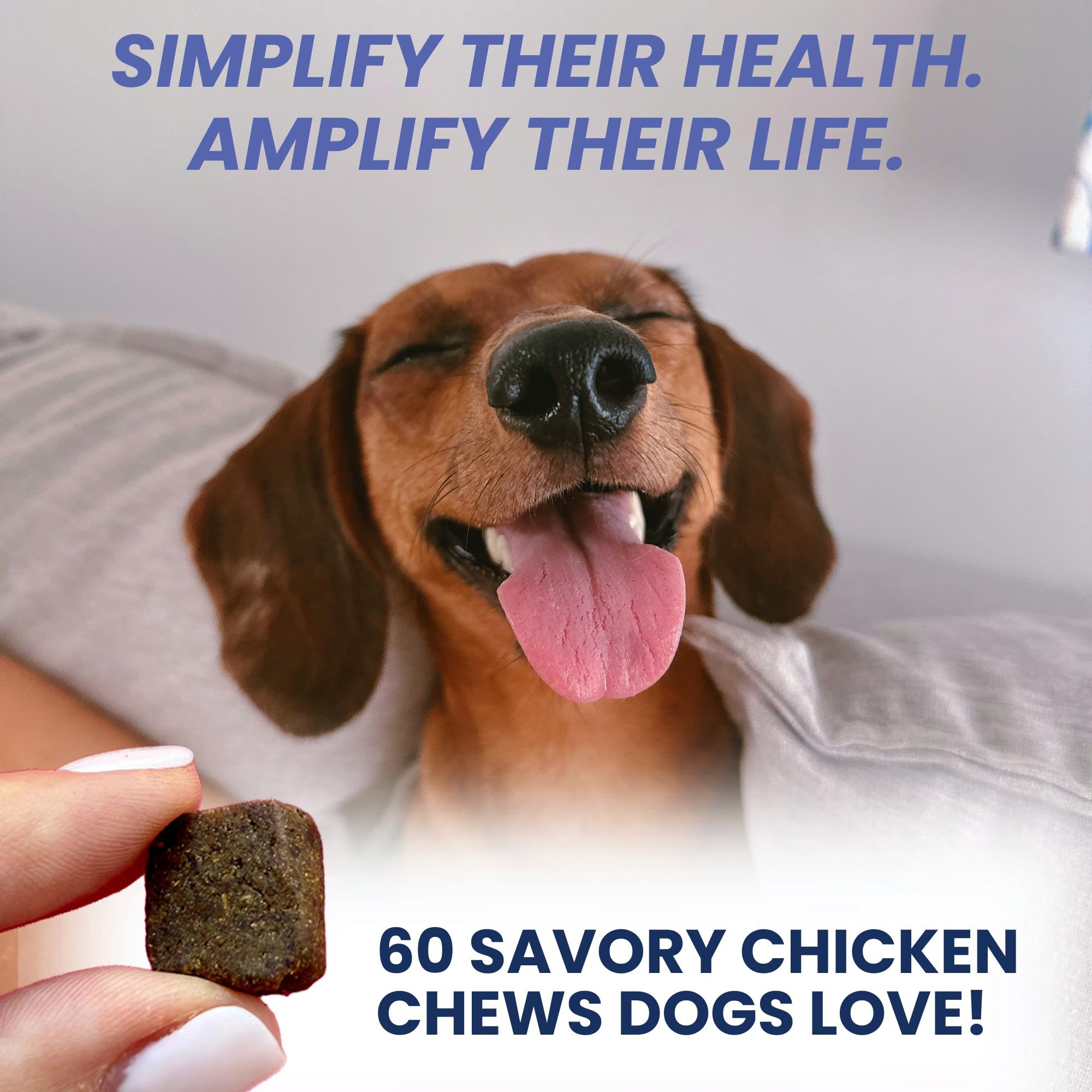 Under the Weather chicken liver flavor chews provide tasty, complete daily nutrition for coat and joints.