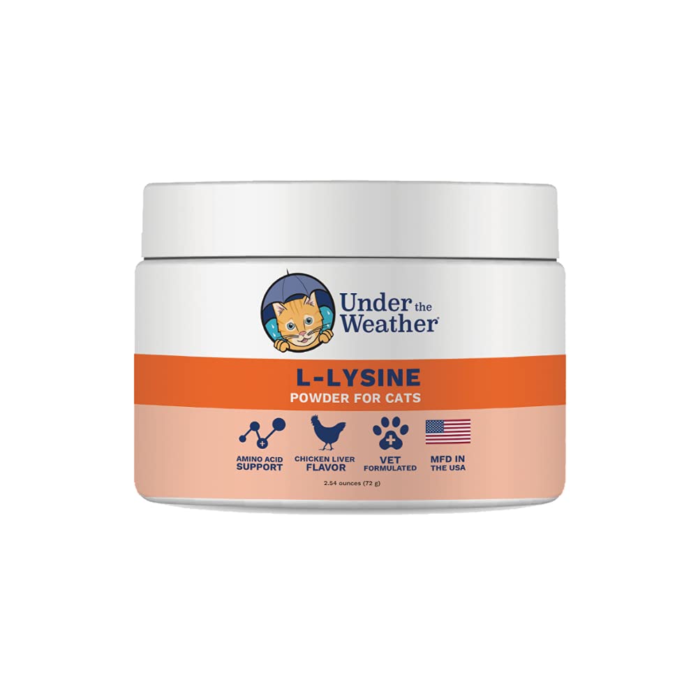 Under The Weather L-Lysine Powder bottle for cats supports immune health