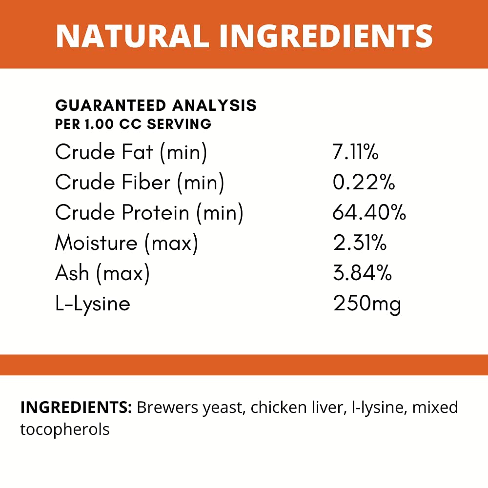 Under The Weather L-Lysine Powder ingredients include brewers yeast and L-lysine