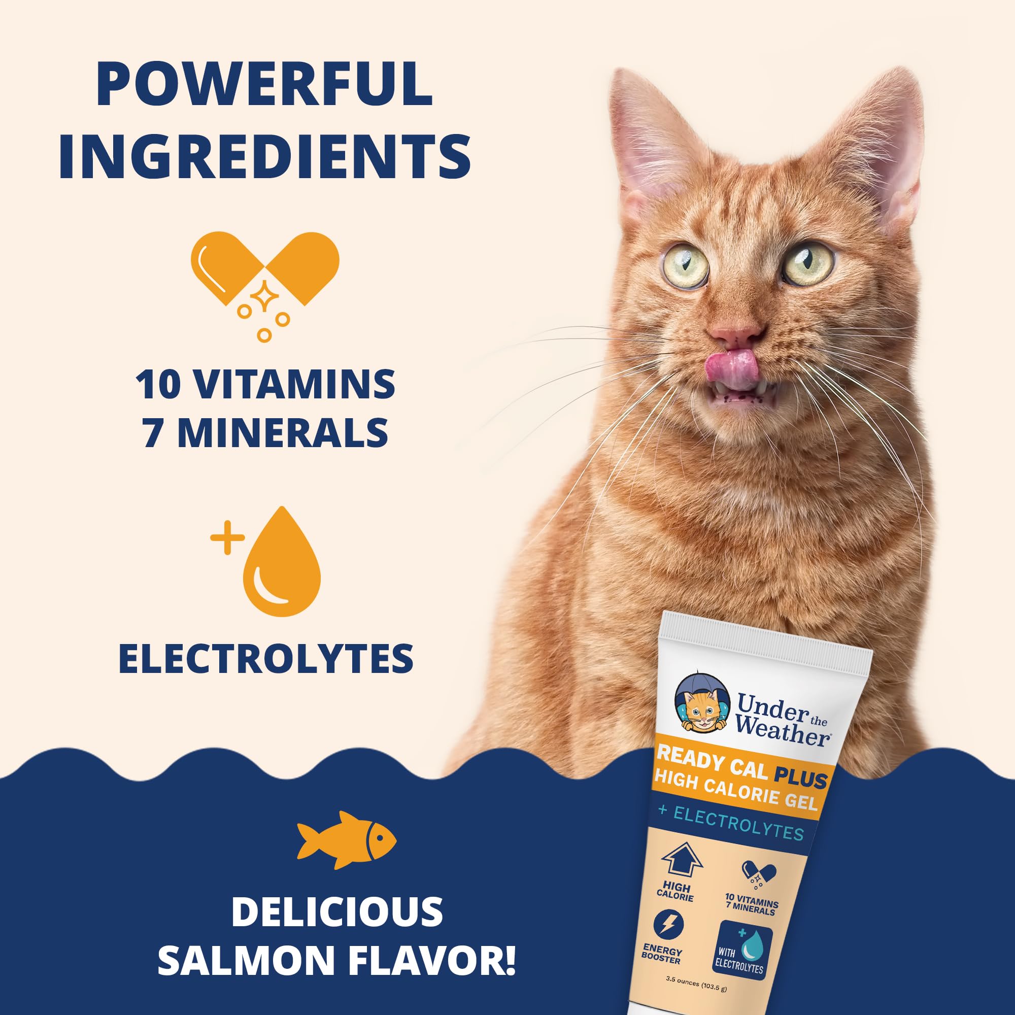 Under the Weather paw application image shows easy lick-to-feed for cats.