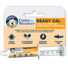 Under the Weather Ready Cal for Dogs 100cc tube for precise dial-a-dose supplementation.
