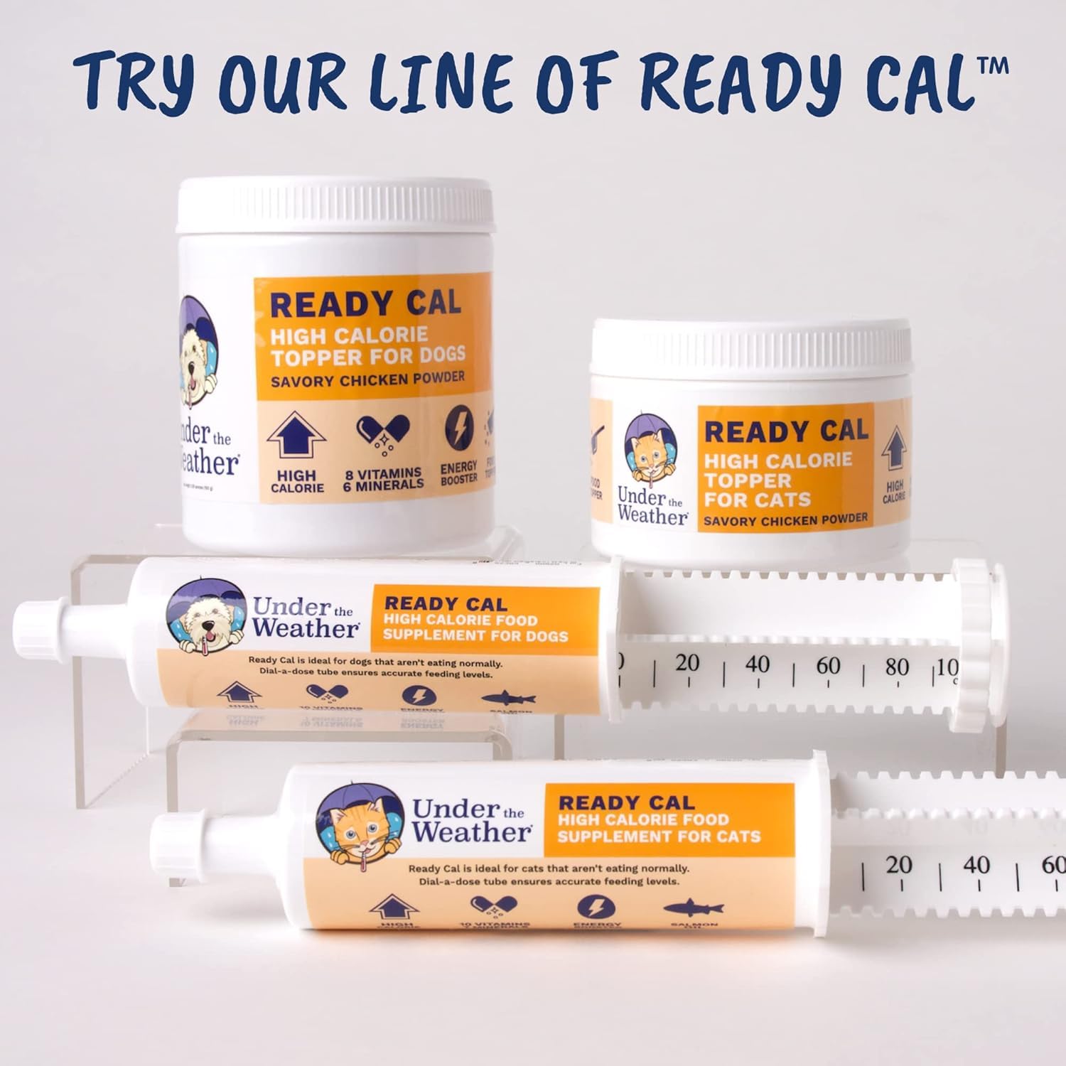 Under the Weather Ready Cal powder shown after feeding with a content cat