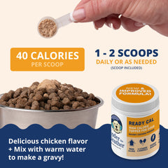 Under the Weather Ready Cal powder chicken-flavor sprinkle on meals for tastier nutrition