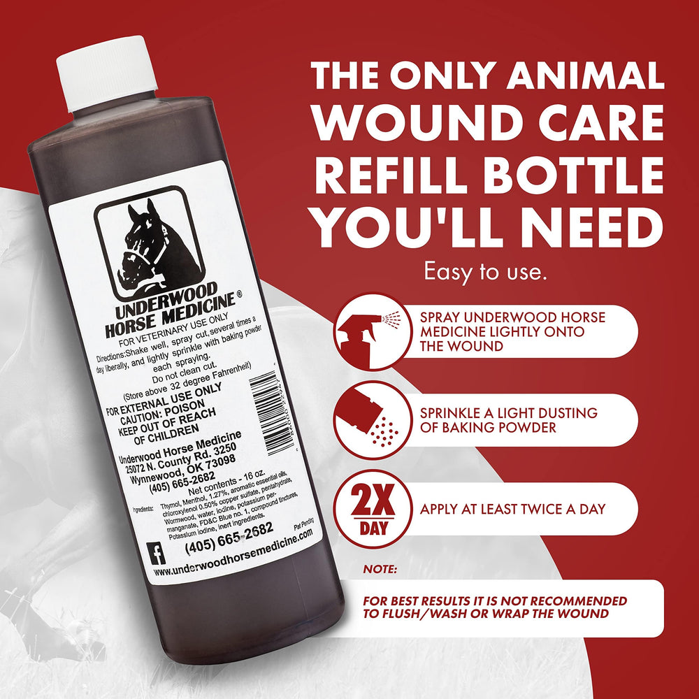 Underwood no-sting wound spray for horses demonstrates gentle, pain-free care