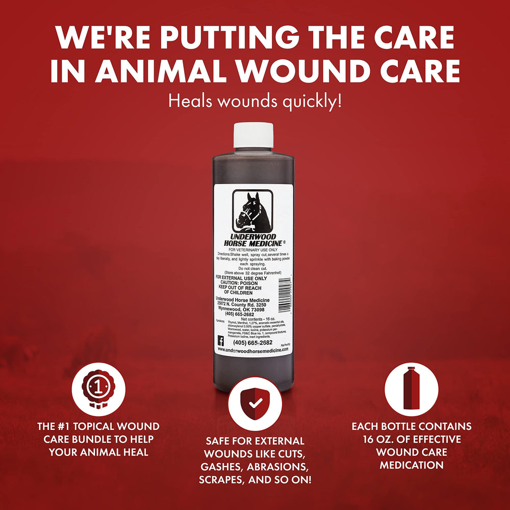 Underwood wound spray application area close-up showing easy wound treatment