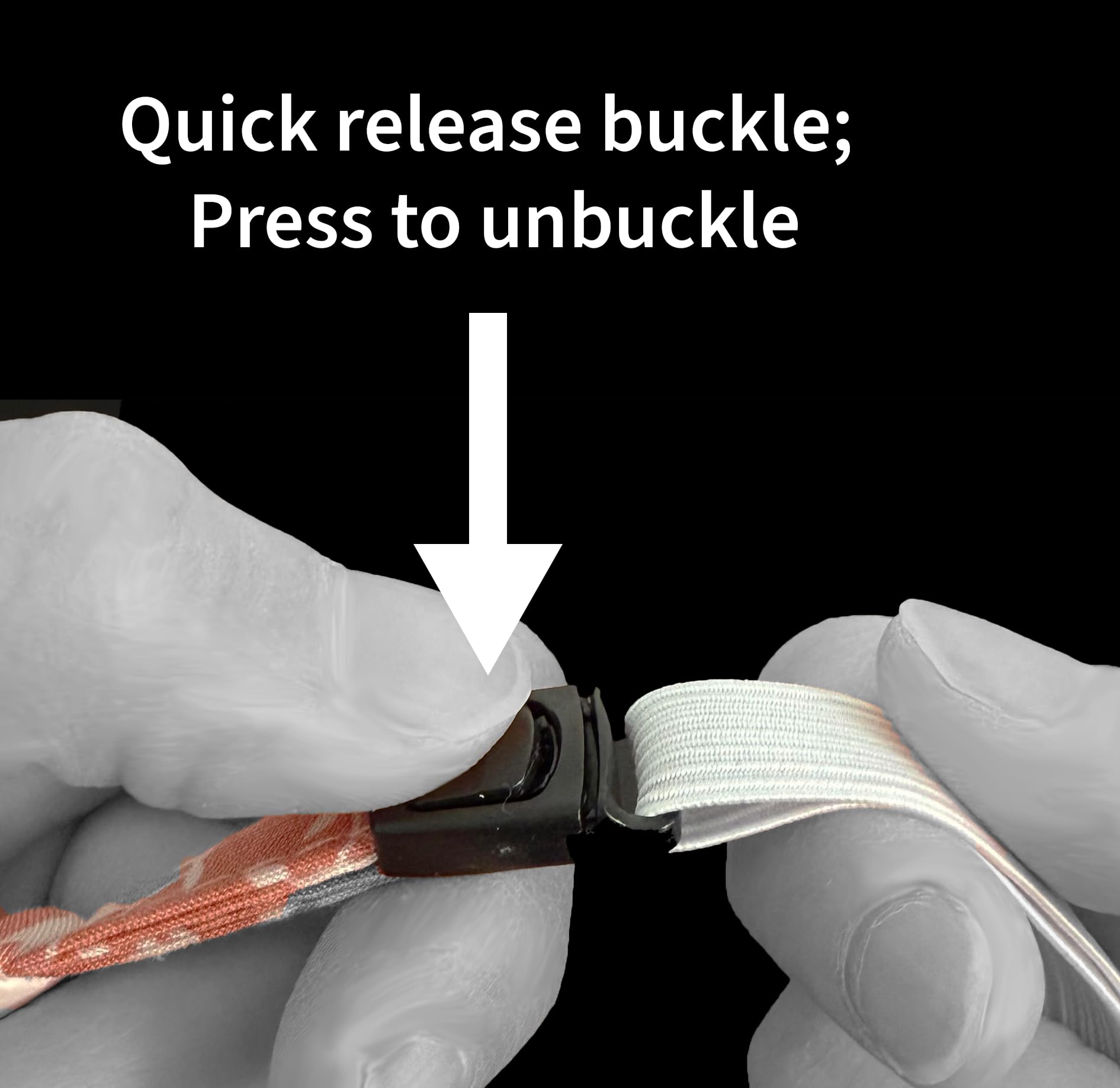 Uni Infinity strip-clip-fasten detail reveals secure strap anchoring.