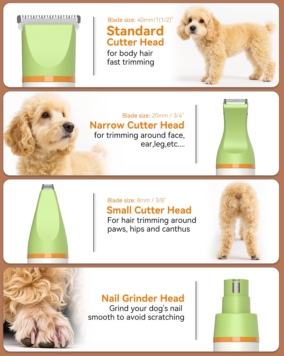 Unibono dog grooming kit ceramic blade for smooth, snag-free clipping.