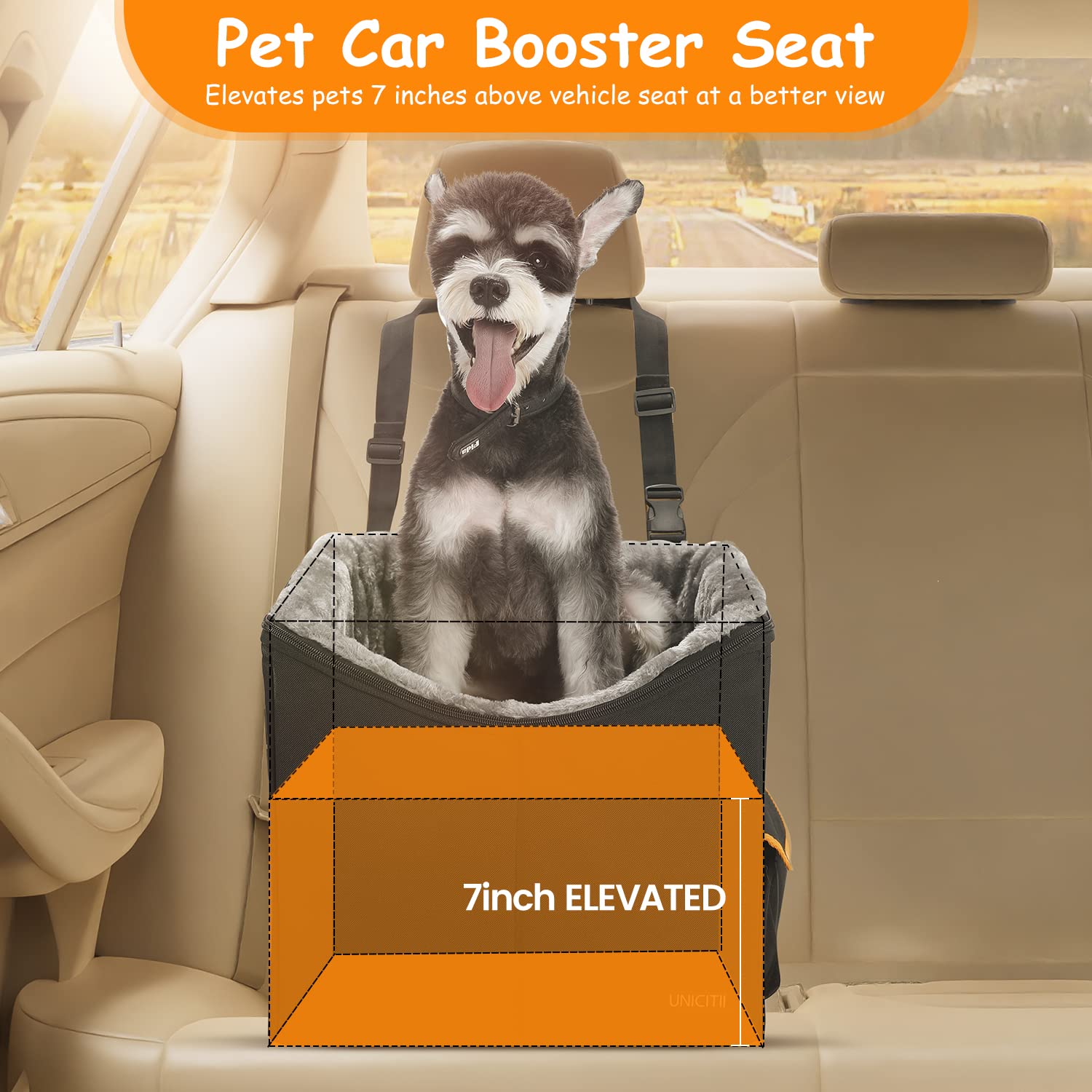 UNICITII dog car seat removable cushion for easy cleaning