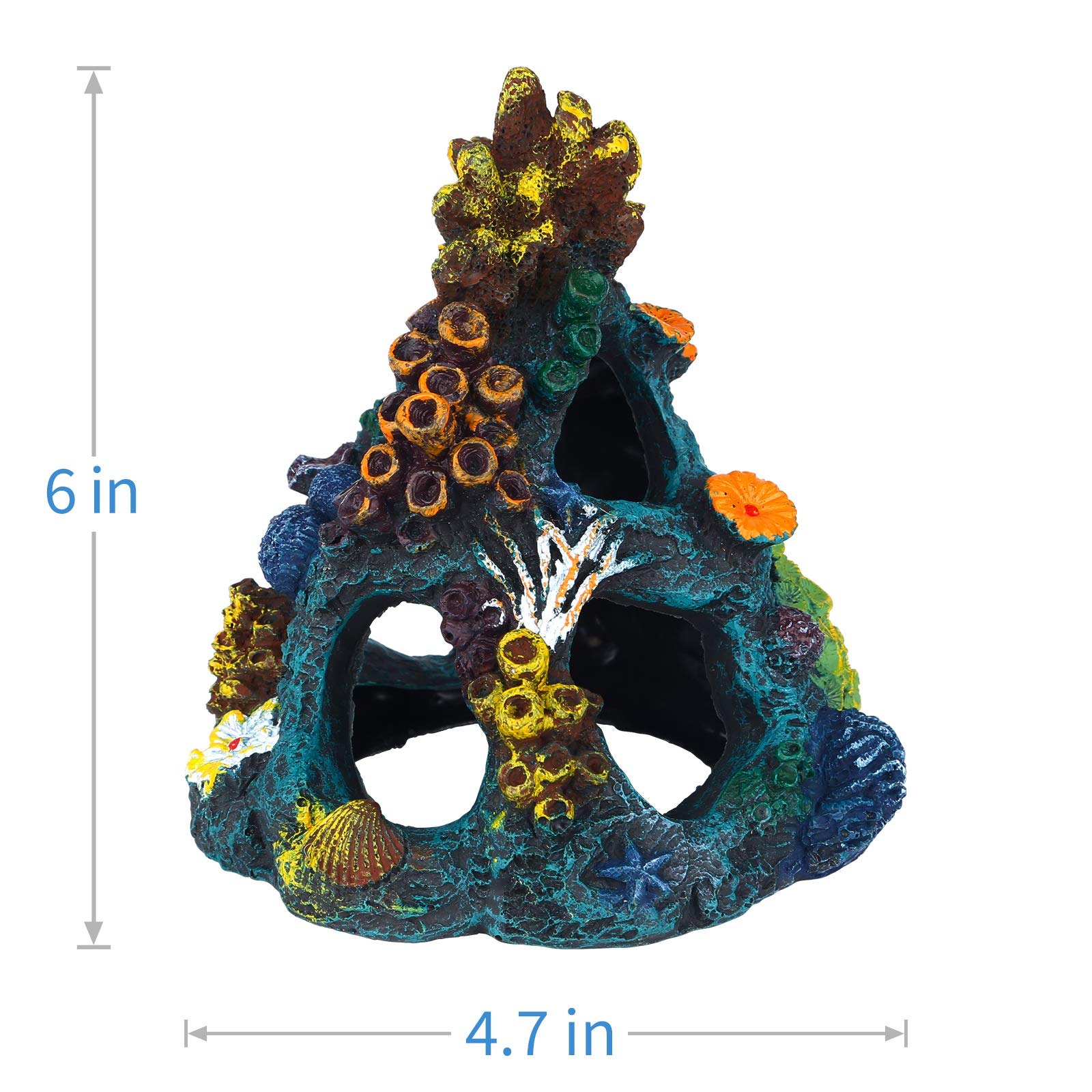 Uniclife aquarium decor coral rock cave from side angle shows three-dimensional depth for aquariums.