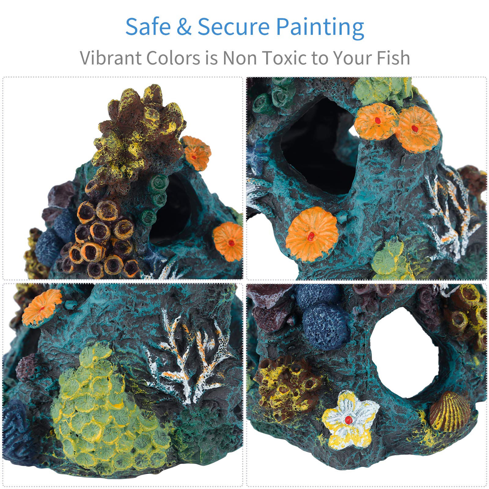Uniclife cave ornament top view demonstrates four entry holes for easy fish access.