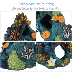 Uniclife cave ornament top view demonstrates four entry holes for easy fish access.