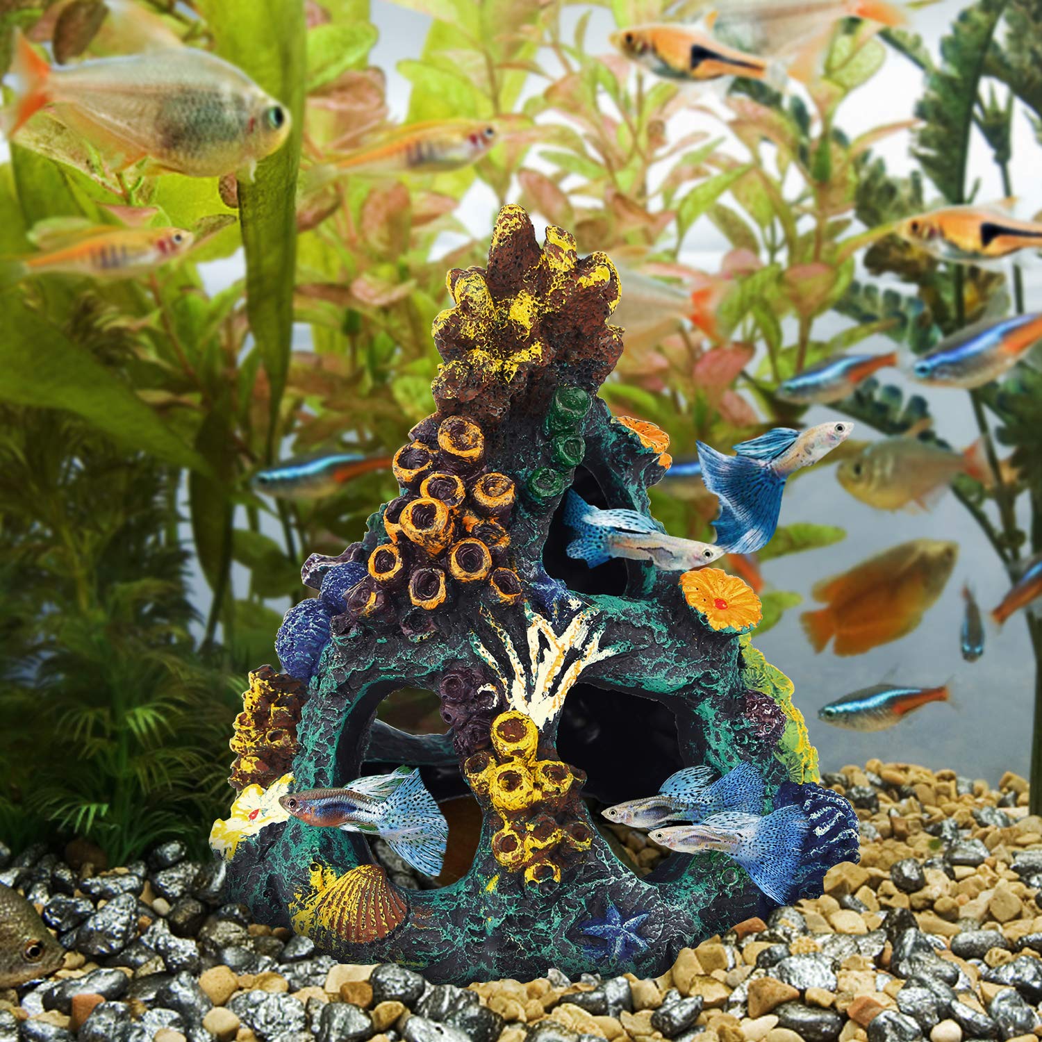 Uniclife aquarium decor showcases 4.7 by 6 inch size ideal for tanks over 20 gallons.