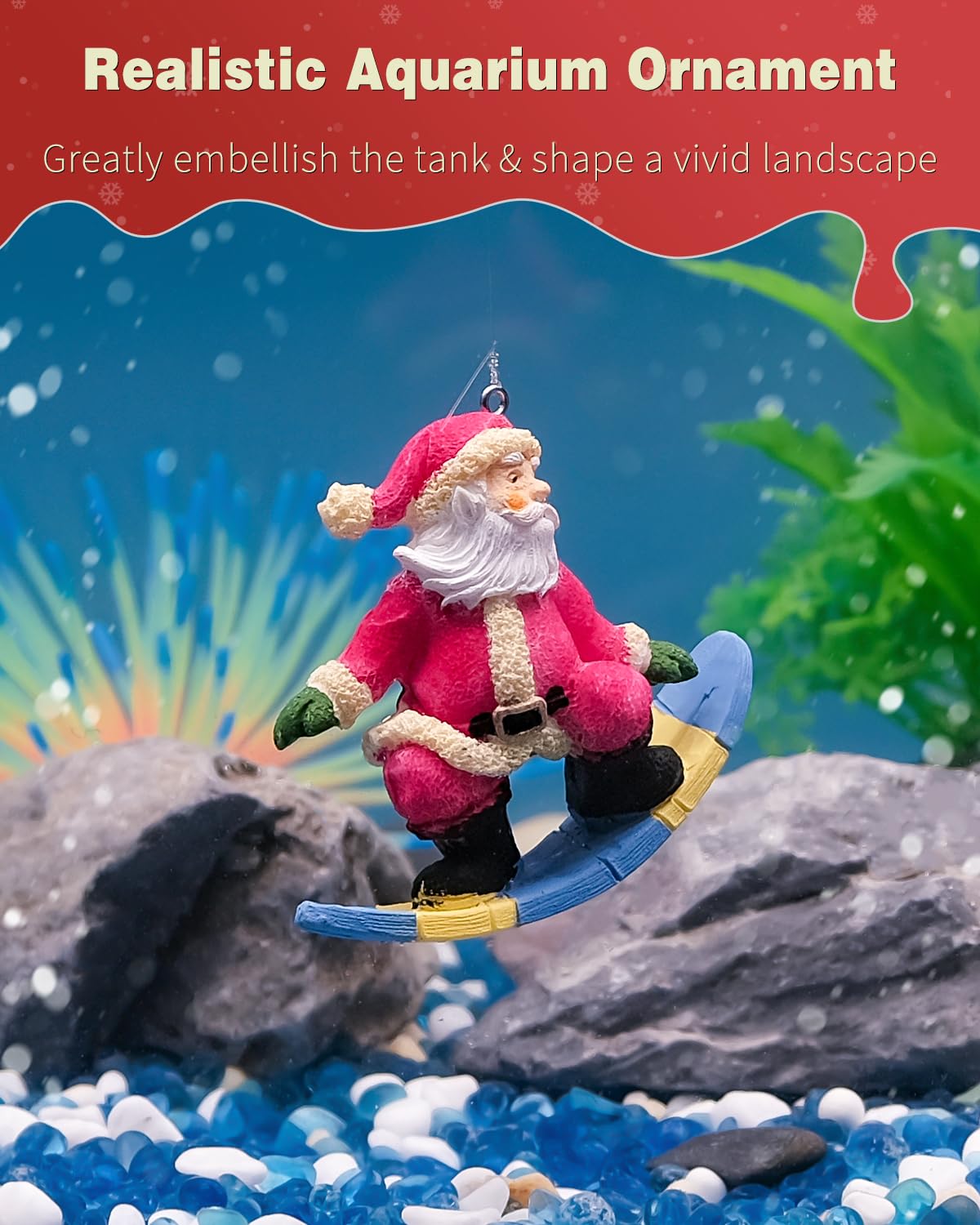 Uniclife festive Santa aquarium decoration complements holiday themes