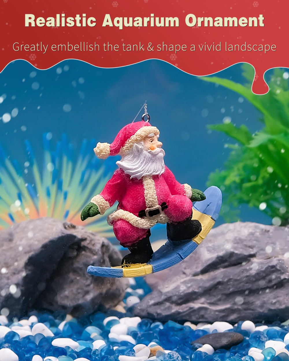 Uniclife festive Santa aquarium decoration complements holiday themes
