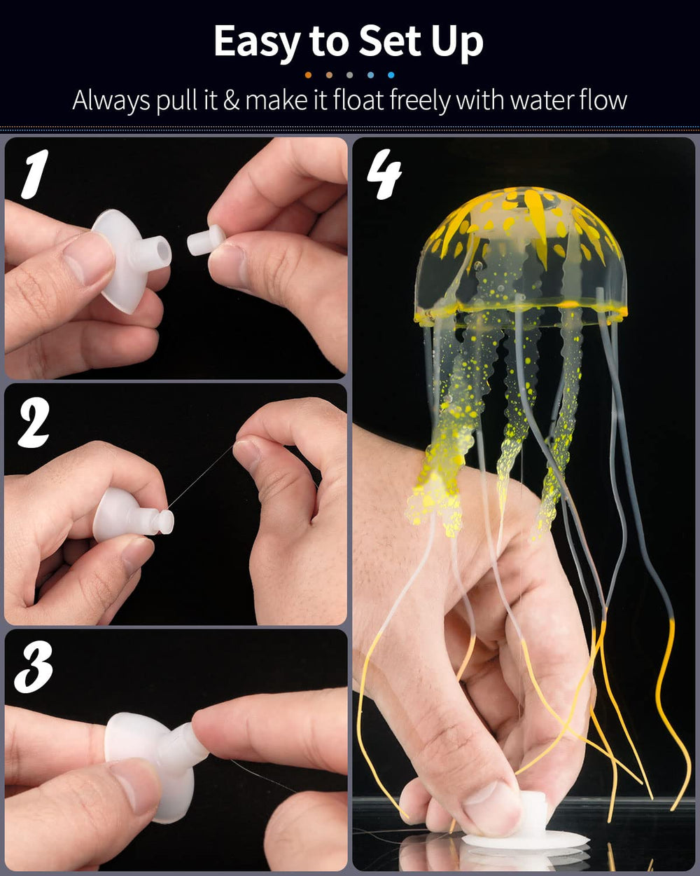 Uniclife glowing jellyfish ornament in orange and pink enhances underwater scenery with graceful drift.