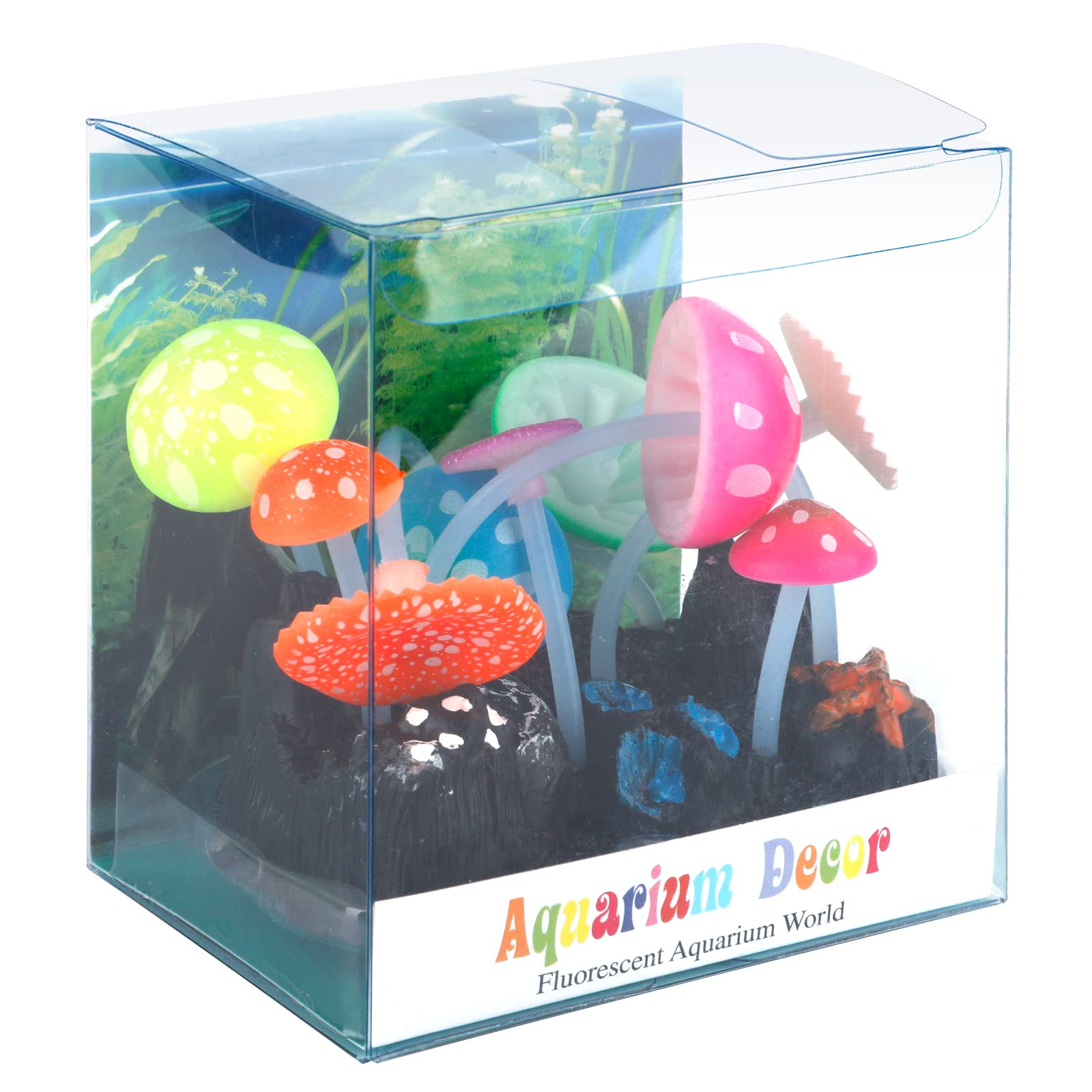 Uniclife 3.6x4.3-inch-mushroom highlights tank depth and color without overcrowding.