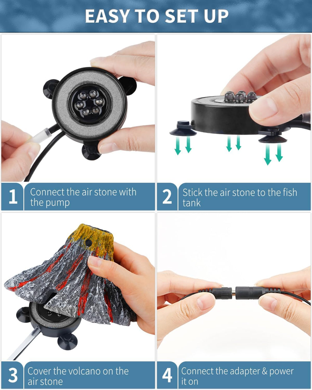 Uniclife volcano ornament packaging with adapter and tubing