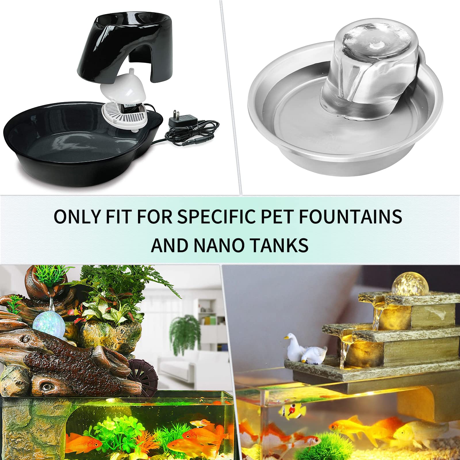 Uniclife pet pump fits nano tanks up to 5 gallons for versatile use.