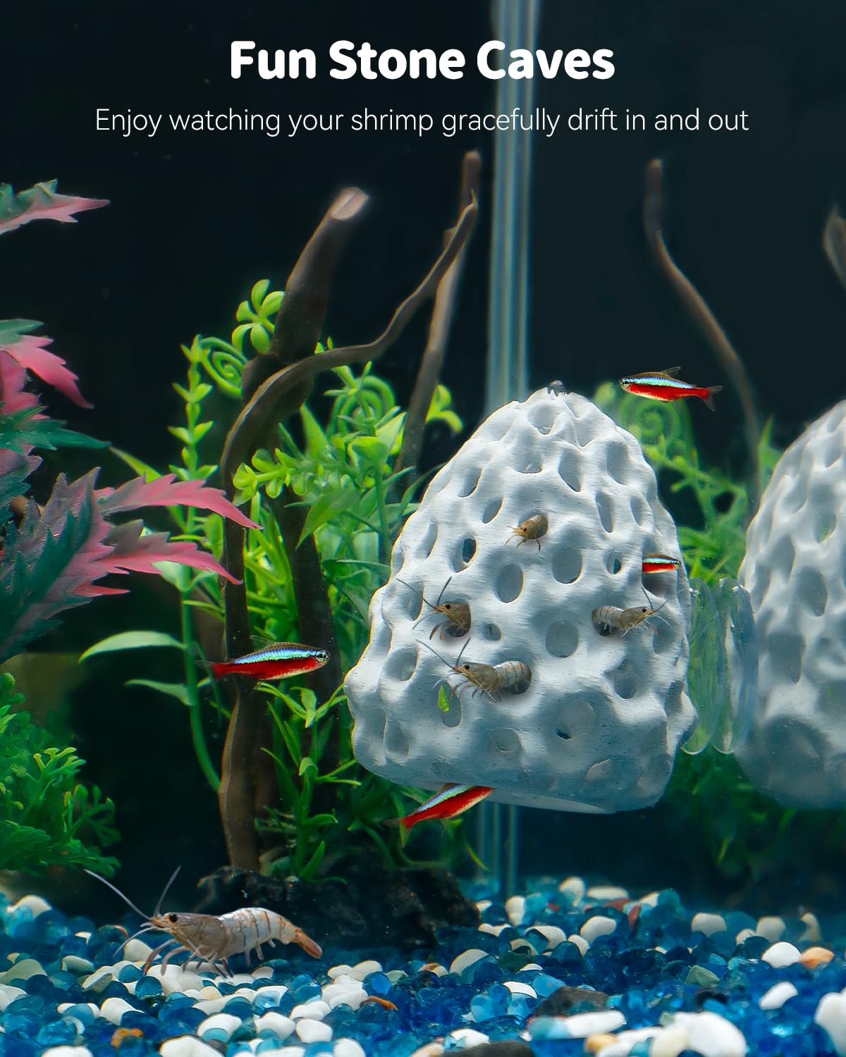 Uniclife Shrimp Cave features fade-resistant paint for long-lasting color in tanks.