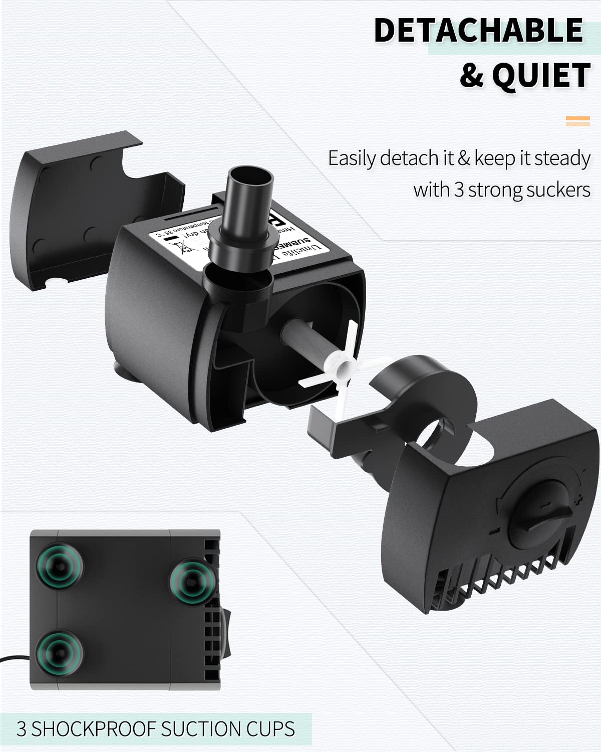 Uniclife submersible pump compact dimensions fit tight spaces in aquariums and fountains.