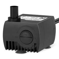 Uniclife submersible pump rotatable flow knob enables precise water control for fountains and aquariums.
