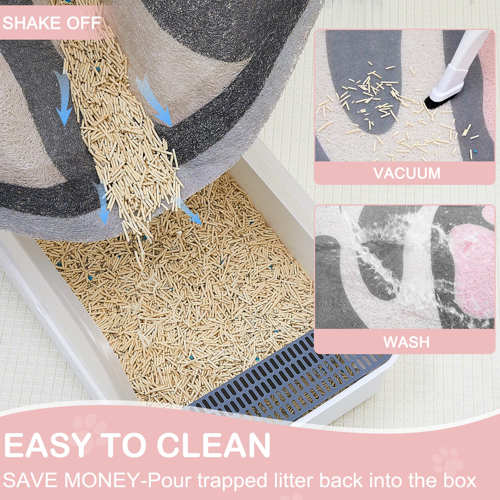 Unicorn Catcher cat litter mat features soft PVC loop cushioning paws for comfortable use