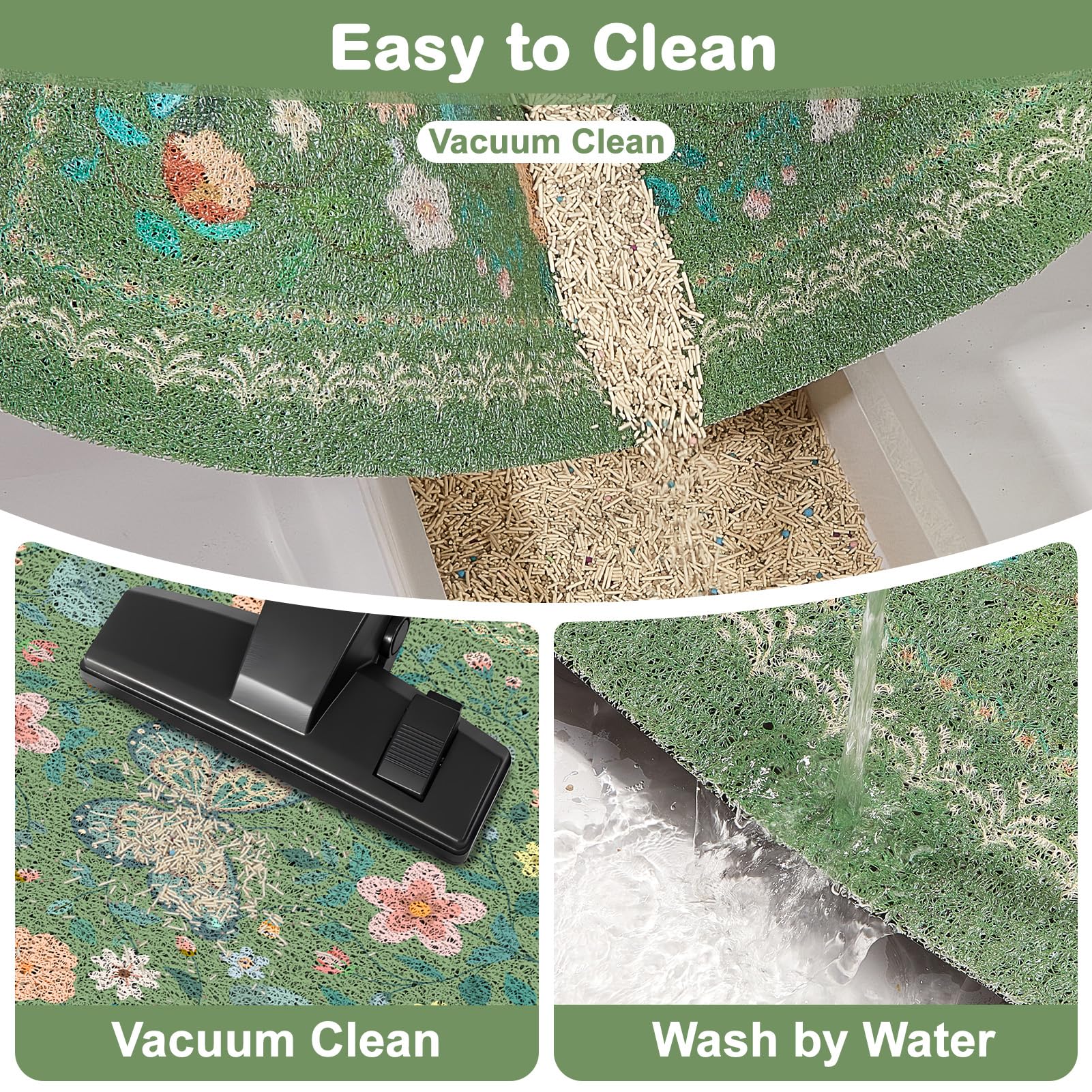 Unicorn Catcher 24x15 inch mat with cute prints fits small litter setups.