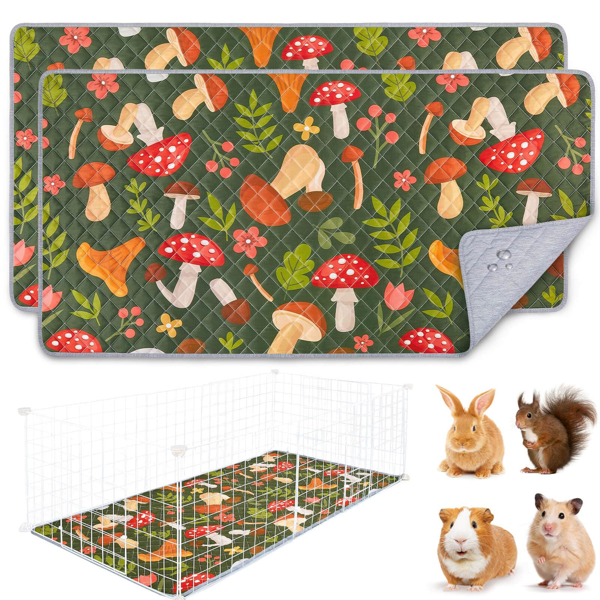 Unicorn Catcher guinea pig cage liner 2-pack setup demonstrating tidy, absorbent bedding.