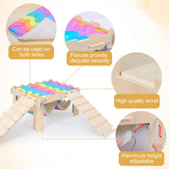 Stairs provide easy access to the platform for climbing.