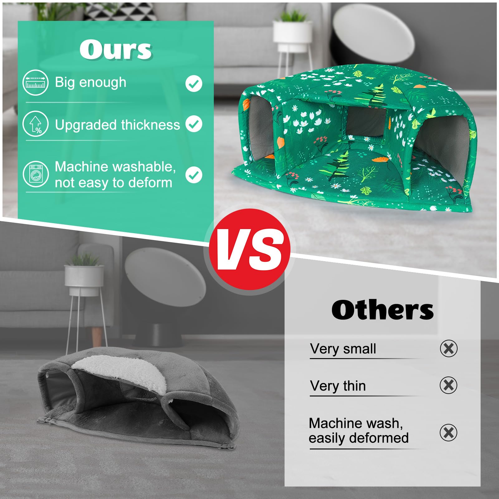 Unicorn Catcher Guinea Pig Hideout interior with pet shows comfortable sleeping space.