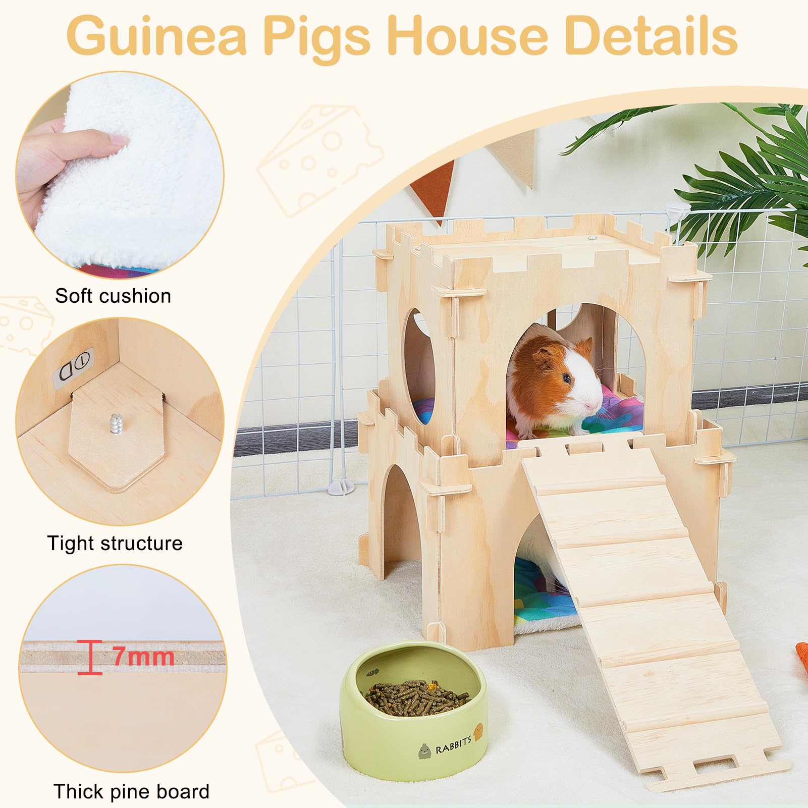 Unicorn Catcher Guinea Pig Hideout includes absorbent mats for easy cleanup.