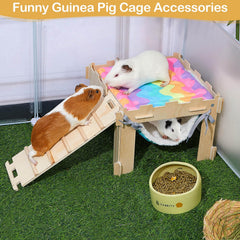 Unicorn Catcher guinea pig hideout platform with stairs aids easy access and supervised play.