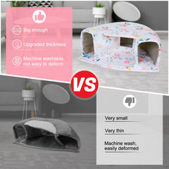 Unicorn Catcher large cozy pet bed and tunnel material closeup reveals thick padding