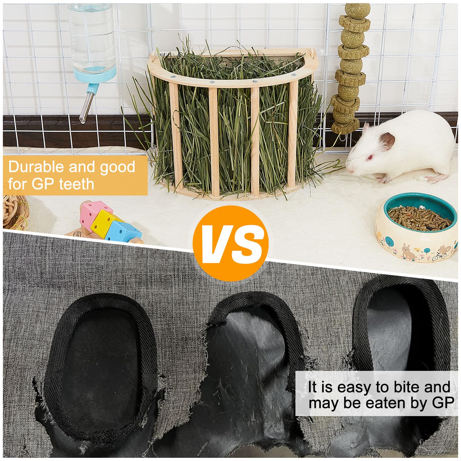 Unicorn Catcher wooden hay rack side view shows durable construction for daily pet feeding.