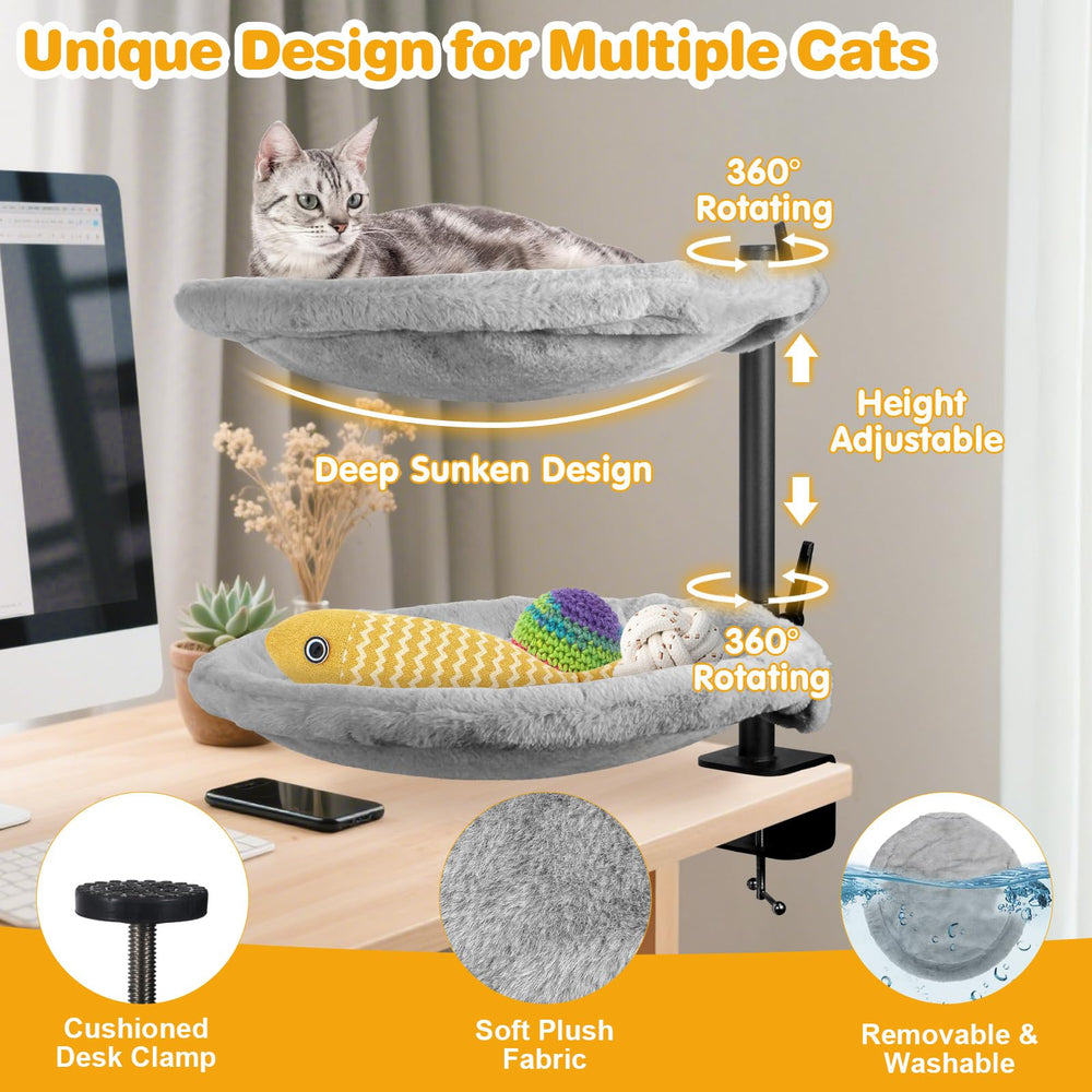 Unidevice Double Cat Desk Bed sunken nest close-up conveys plush softness and cozy cave feel