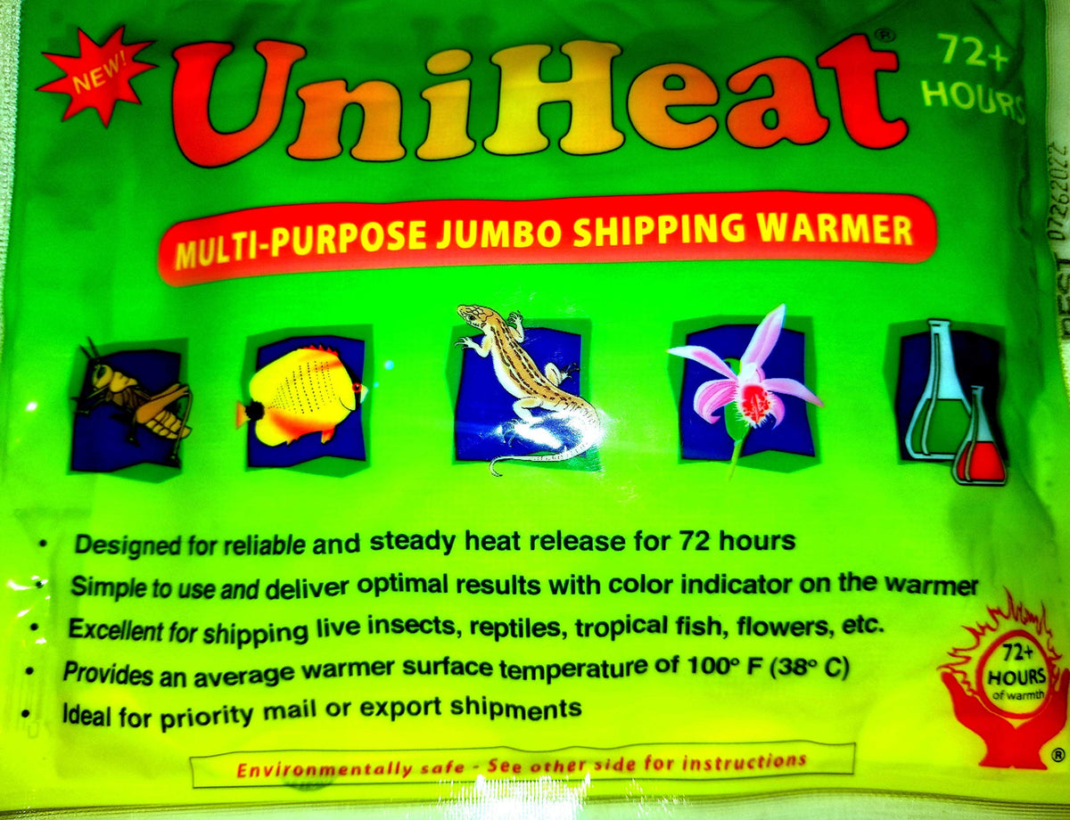 Uniheat 10-pack heat pack delivers steady warmth for live shipments.