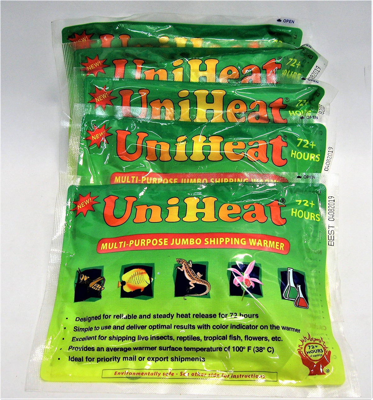 Uniheat 72-hour heat pack in a shipping box maintains stable warmth for delicate shipments