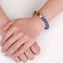 Unijew 8mm mixed-color beads bracelet demonstrates easy-wear elastic rope design
