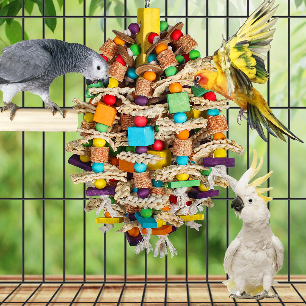 Unimaxlink parrot-toy braided-corn-husk shredding fun