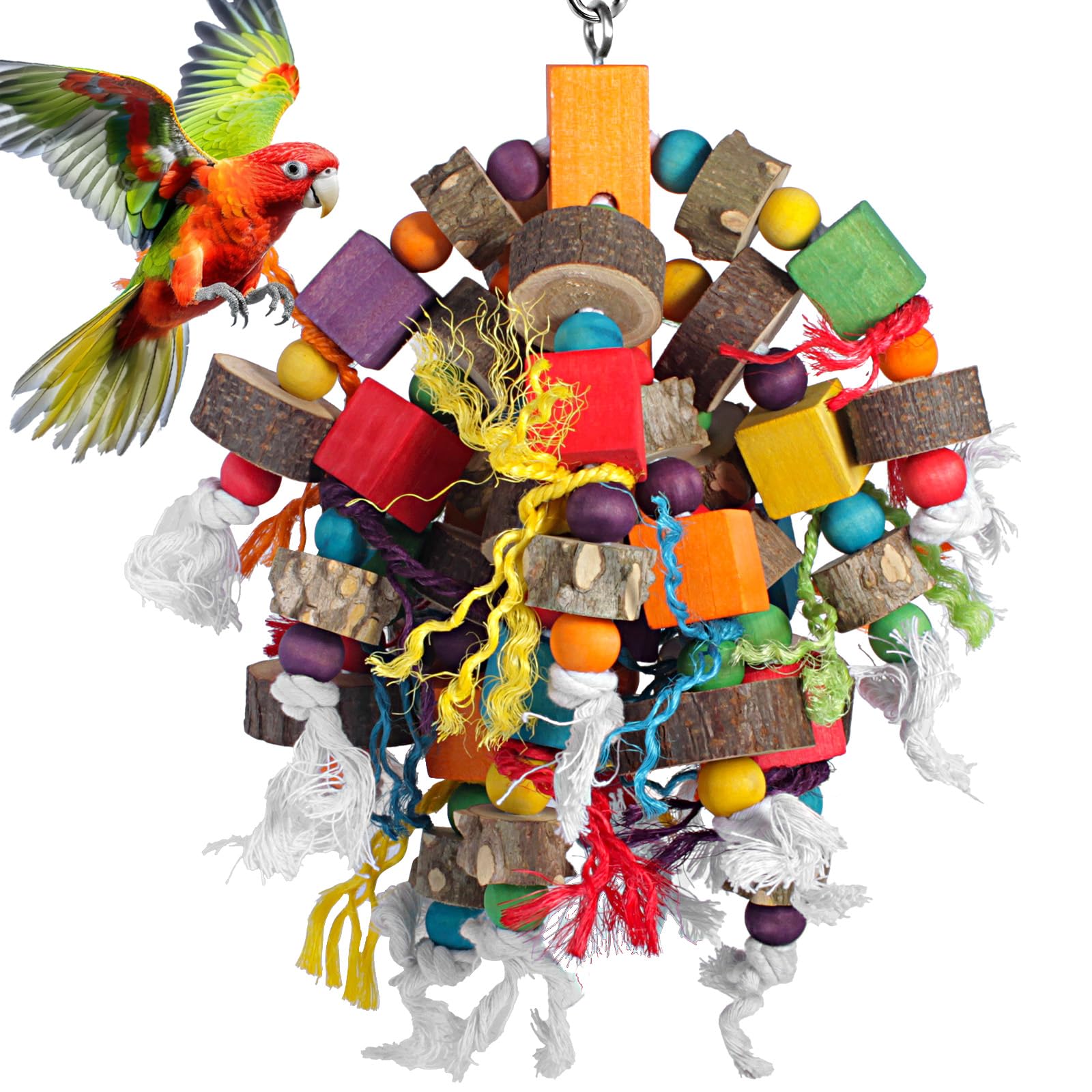 Unimaxlink prickly ash wood parrot toy 15.7-inch supports natural foraging and enrichment for medium to large birds