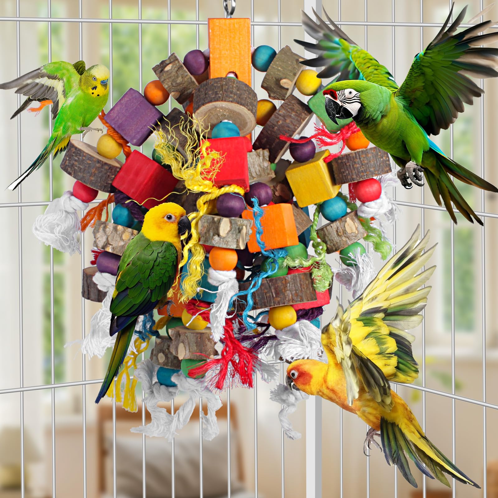 Unimaxlink prickly ash wood parrot toy crafted from safe materials for birds