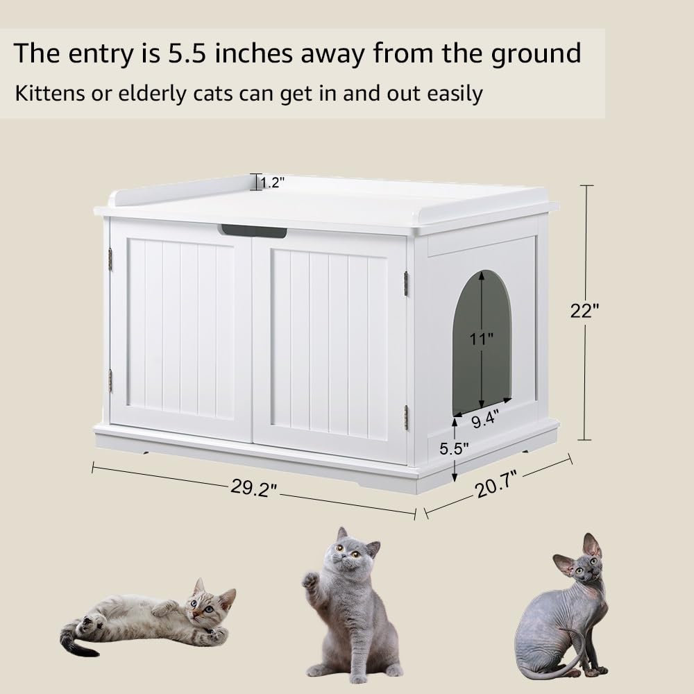 Unipaws cat litter box enclosure dimensions help plan fit in a room.