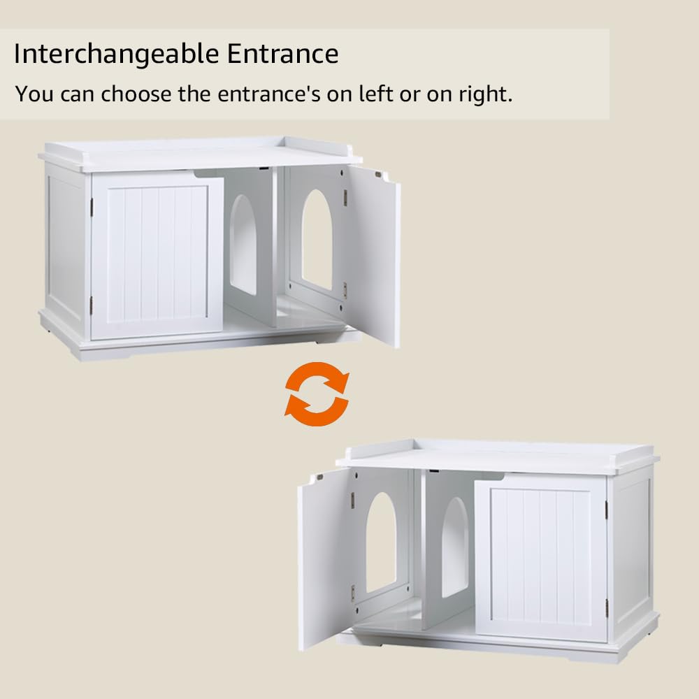 Unipaws cat litter box enclosure durable wood construction stands up to daily use.